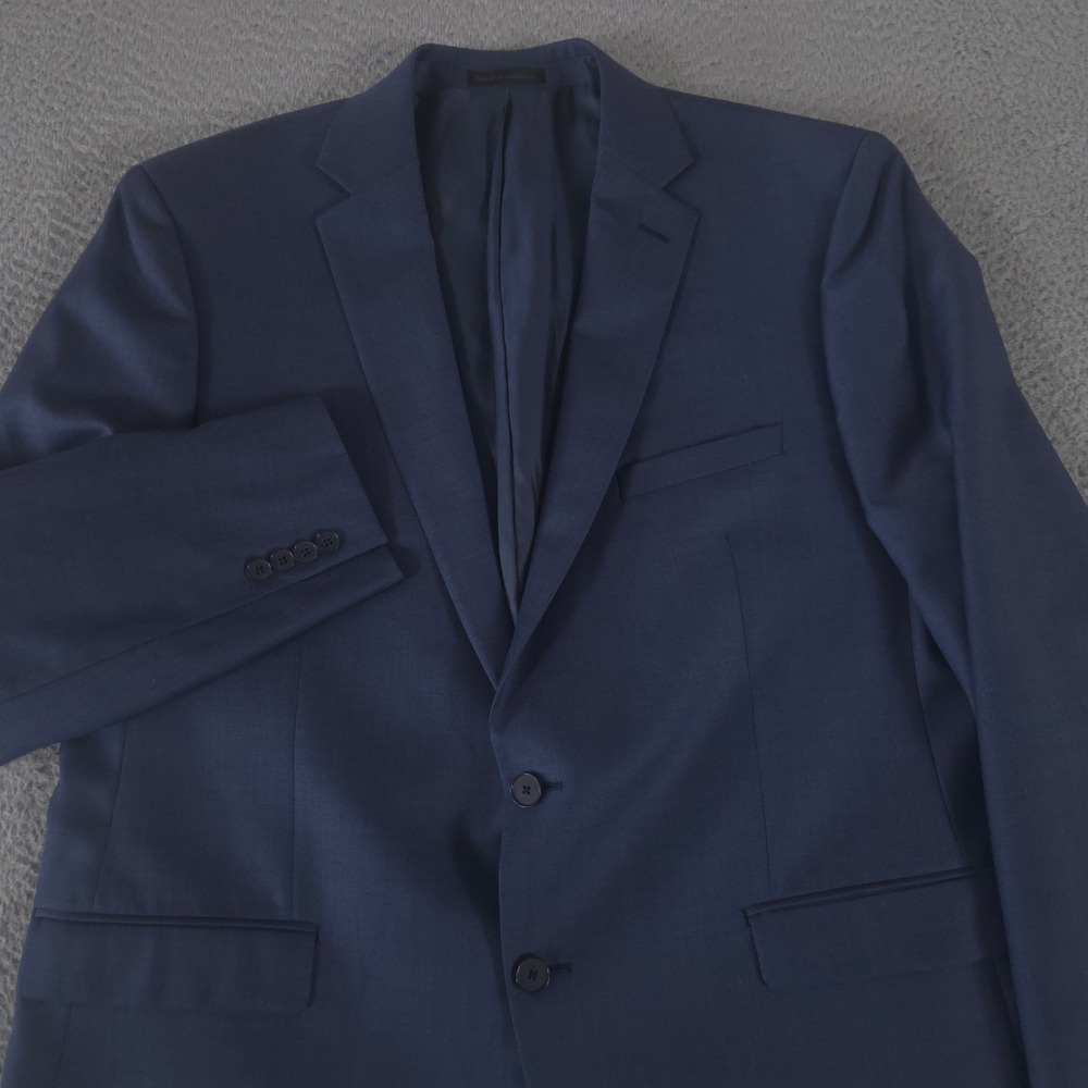 Calvin Klein Blazer Mens 48R Blue 100% Wool Natural Stretch Coat Suit Jacket